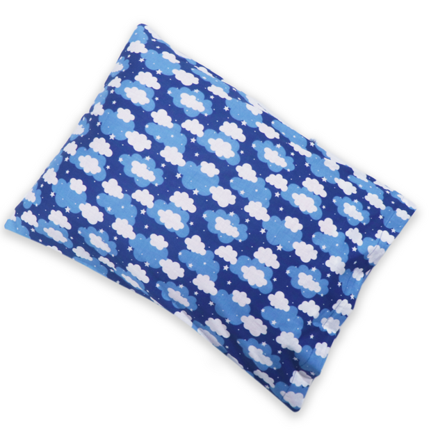 Blue Clouds - Toddler Pillow with 100% Cotton Removable cover - 20 X 15 Inches | Children Pillows