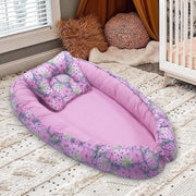Kradyl Kroft Baby Boat Bed for Babies & Infants | Portable Baby Bedding Set with Pillow | Removable Covers | Double Side Baby Sleeping Bed | Baby Sleeping Pod (Strawberry)
