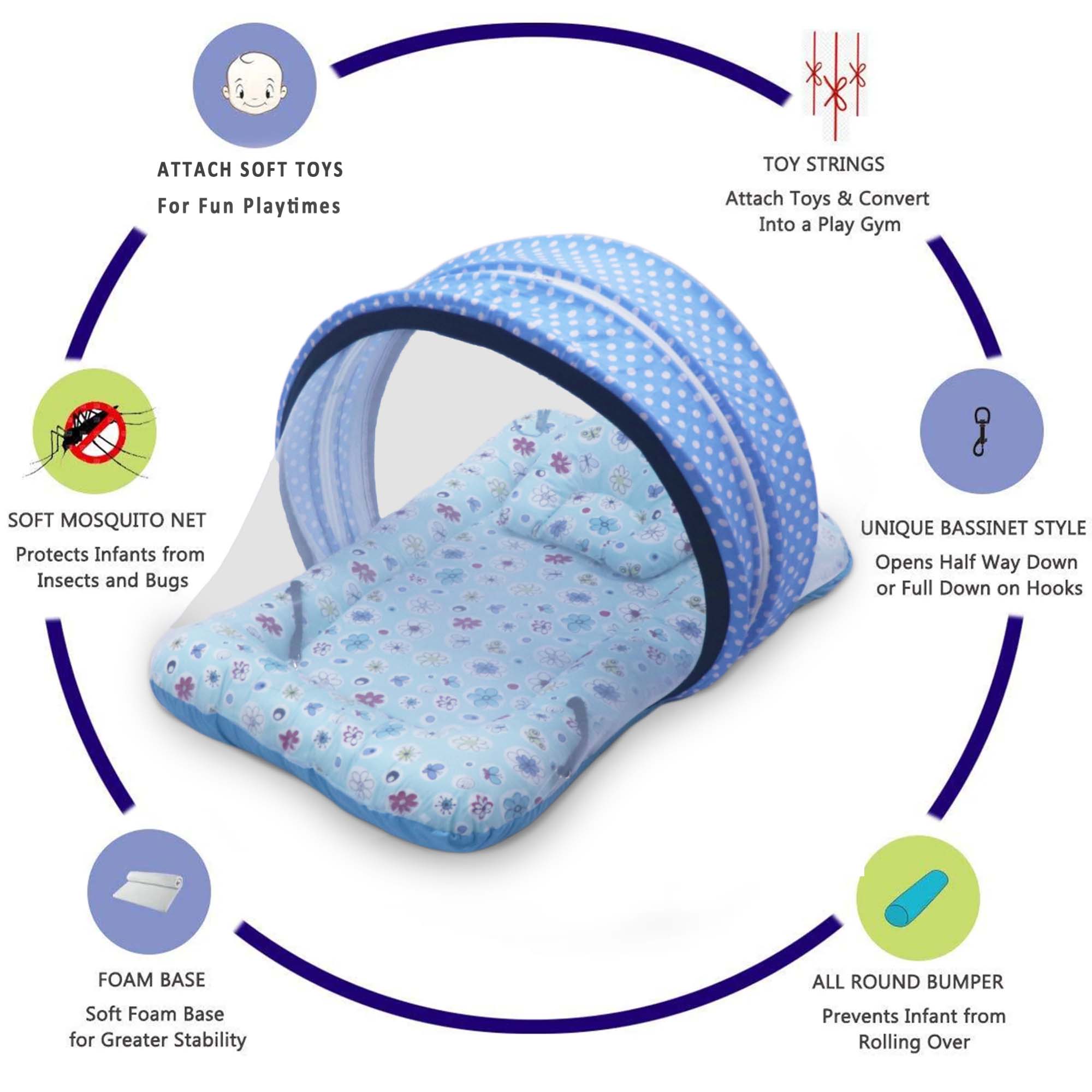 Floral Butterfly -  Kradyl Kroft Bassinet Style Mosquito Net Bedding for Infants