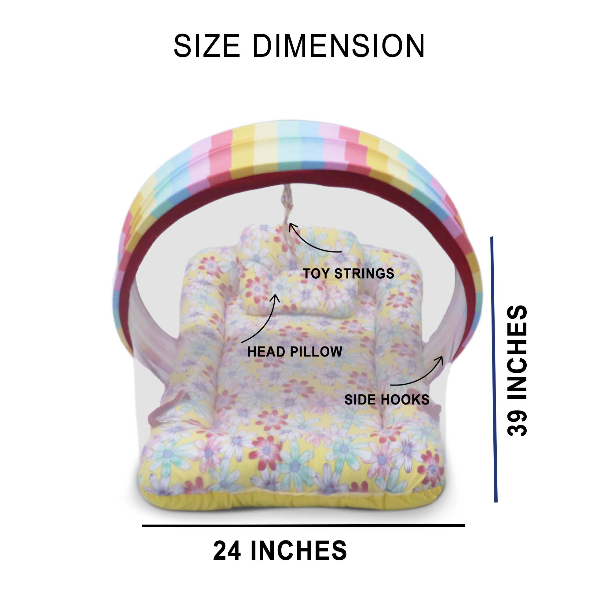 Sunshine Floral -  Kradyl Kroft Bassinet Style Mosquito Net Bedding for Infants