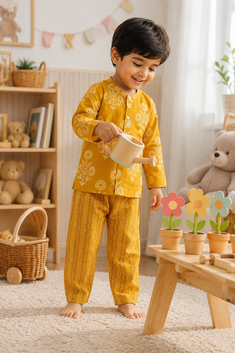 Orange Motif -  Baby 100% Cotton Coord Set