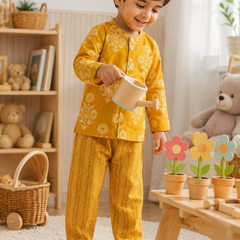 Orange Motif -  Baby 100% Cotton Coord Set