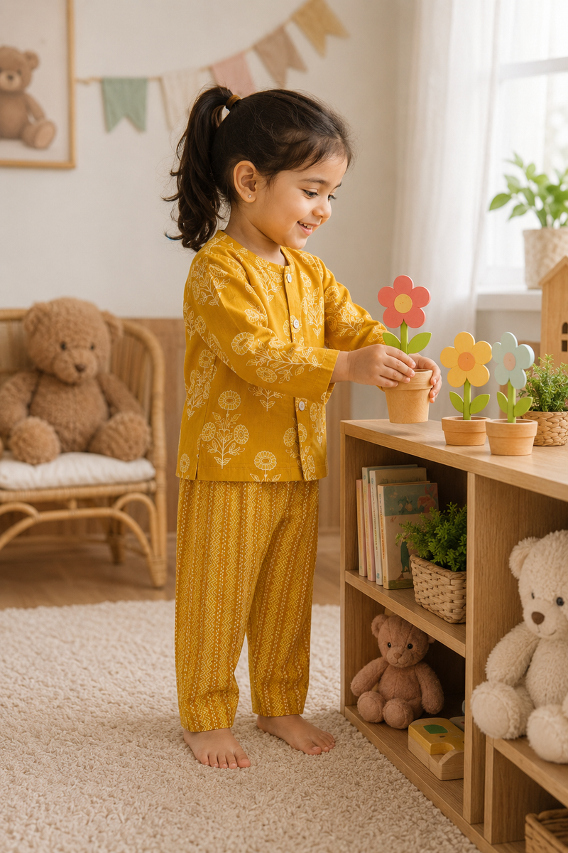 Orange Motif -  Baby 100% Cotton Coord Set