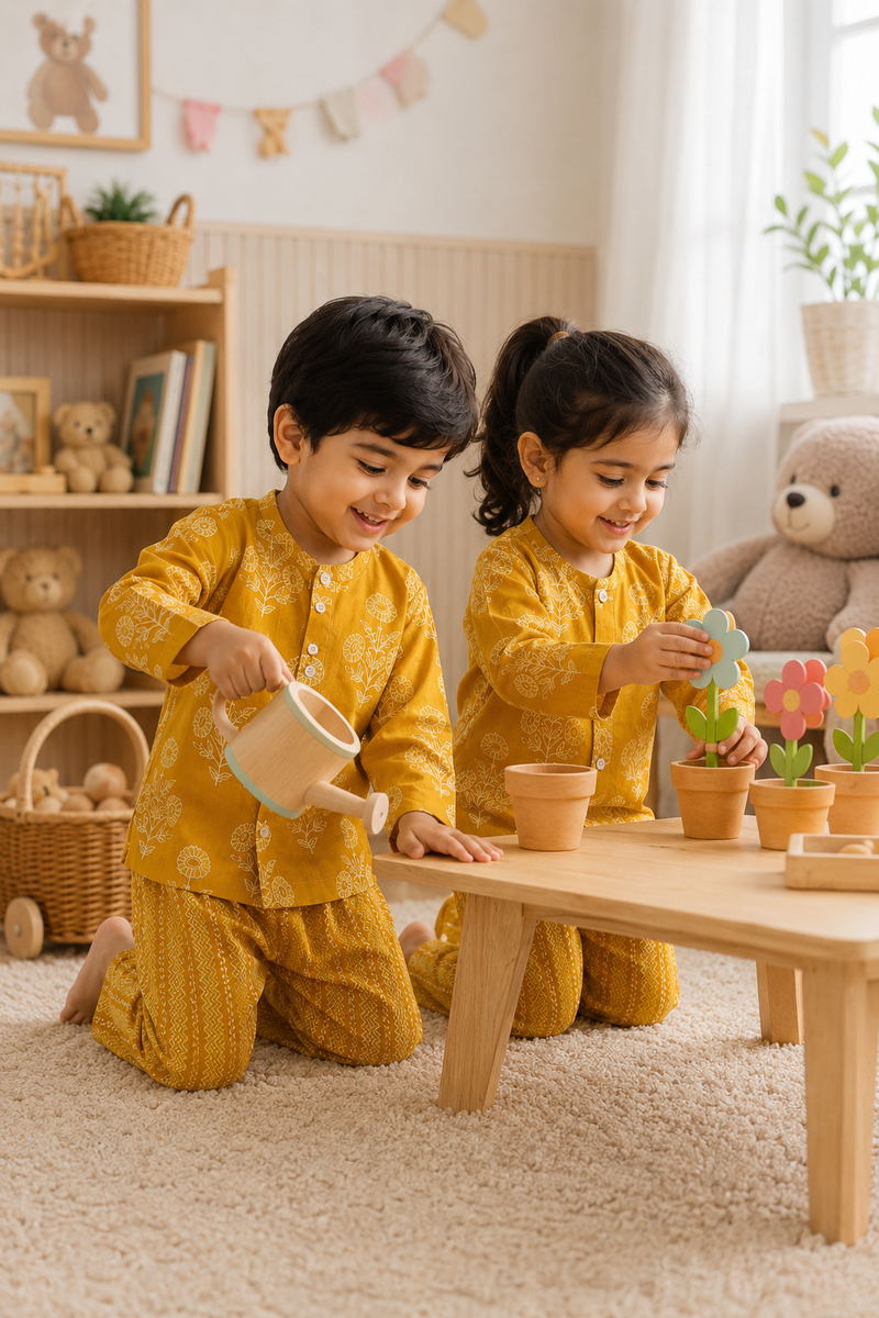 Orange Motif -  Baby 100% Cotton Coord Set