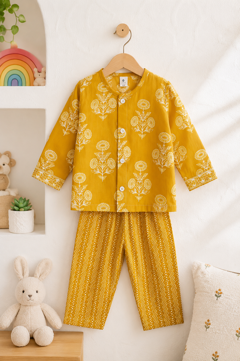 Orange Motif -  Baby 100% Cotton Coord Set