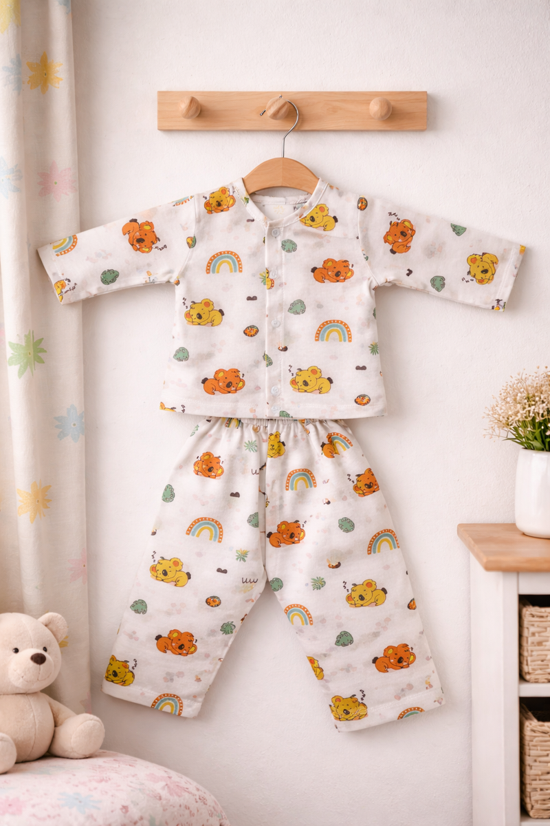 Orange Koala | Checkered Muslin | Soft Unisex Muslin Set for New Born to 6 Years