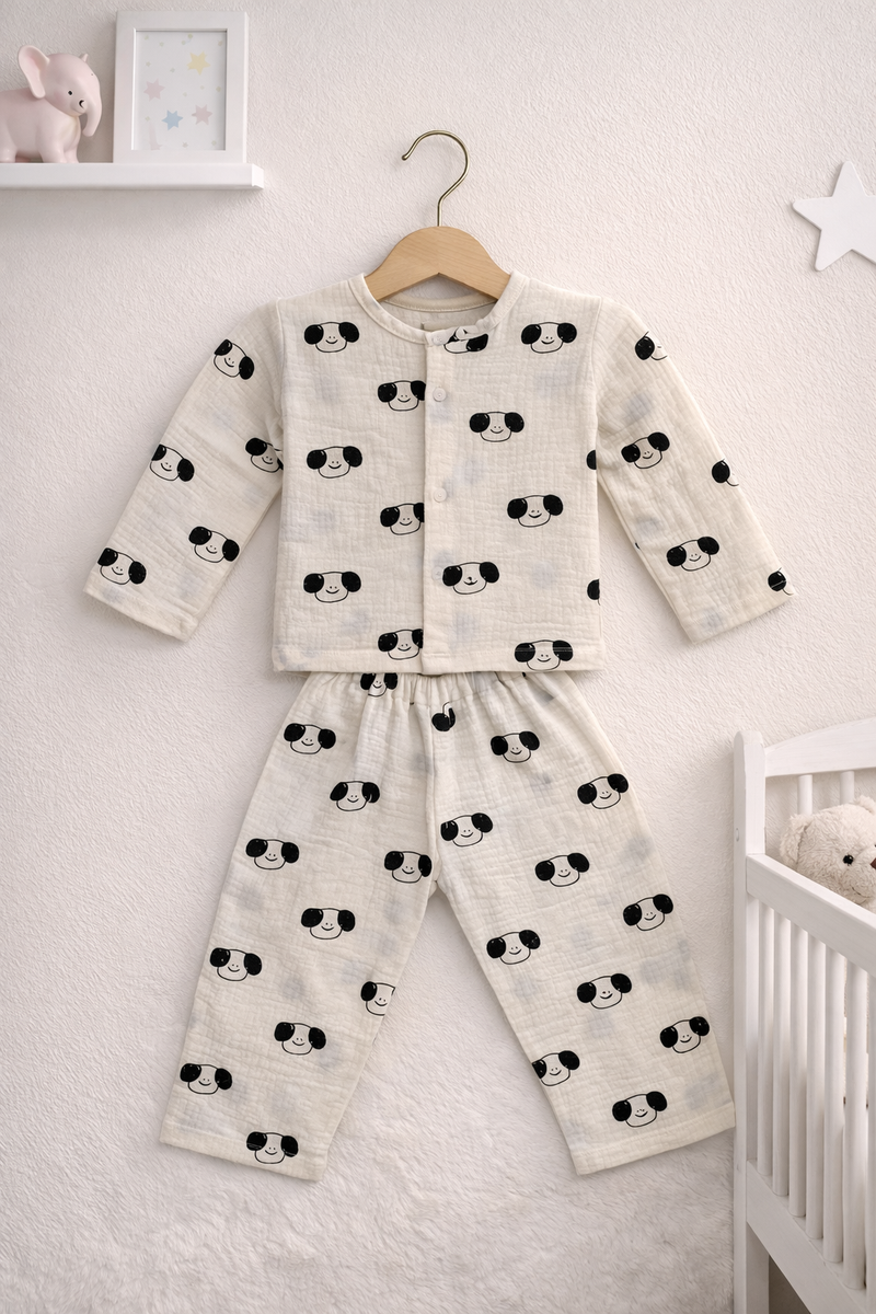 Panda| Premium Crinkled Double Layered Soft Unisex Muslin Set for New Born to 6 Years