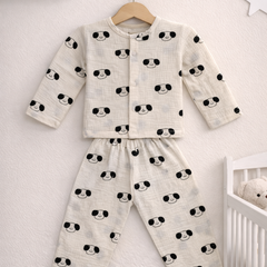 Panda| Premium Crinkled Double Layered Soft Unisex Muslin Set for New Born to 6 Years
