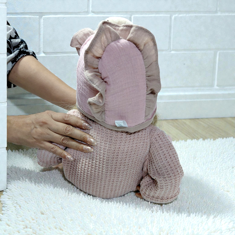 Pink Beige Kradyl Kroft Baby Caps Set of 2 with Soft Toy Embellishment