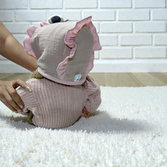 Pink Beige Kradyl Kroft Baby Caps Set of 2 with Soft Toy Embellishment