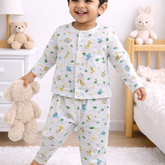 Elephant - Kradyl Kroft Checkered Smooth Style Double Layered Soft Muslin Night Suit Set for New Born to 6 Years