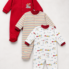 Set of 3 Unisex Full Sleeve Romper Bodysuit | Cotton Jersey Fabric - My Home