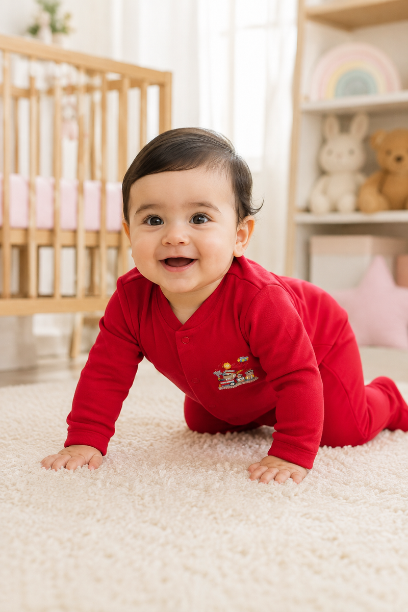 Set of 3 Unisex Full Sleeve Romper Bodysuit | Cotton Jersey Fabric - My Home