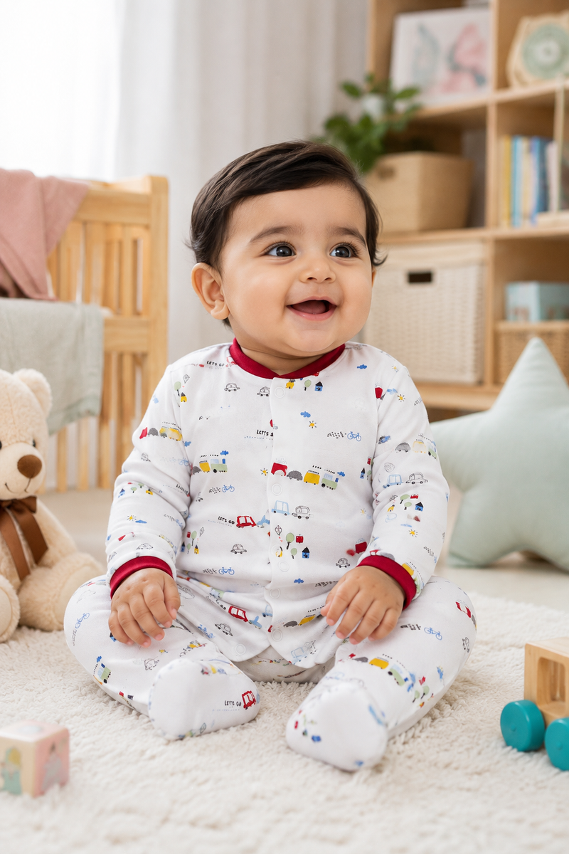 Set of 3 Unisex Full Sleeve Romper Bodysuit | Cotton Jersey Fabric - My Home