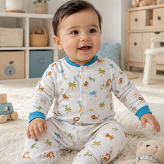 Set of 3 Unisex Full Sleeve Romper Bodysuit | Cotton Jersey Fabric - Merry Jungle