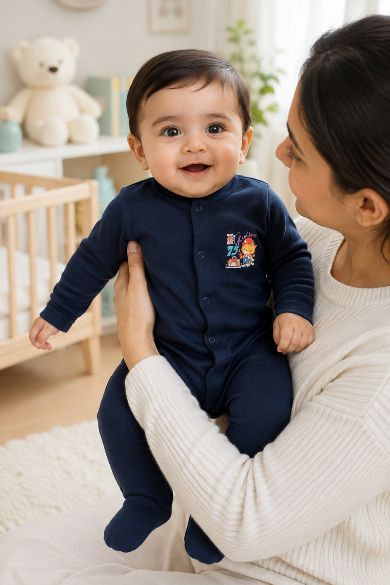 Set of 3 Unisex Full Sleeve Romper Bodysuit | Cotton Jersey Fabric - Big City