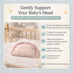 Kradyl Kroft Rai Mustard Seeds Head Shaping Pillow with 100% Cotton Removable Cover | New Born Pillow for Flat Head Prevention - Peach