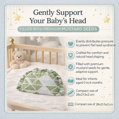Kradyl Kroft Rai Mustard Seeds Head Shaping Pillow with 100% Cotton Removable Cover | New Born Pillow for Flat Head Prevention - Green