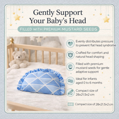 Kradyl Kroft Rai Mustard Seeds Head Shaping Pillow with 100% Cotton Removable Cover | New Born Pillow for Flat Head Prevention - Blue