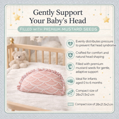 Kradyl Kroft Rai Mustard Seeds Head Shaping Pillow with 100% Cotton Removable Cover | New Born Pillow for Flat Head Prevention - Pink Shells