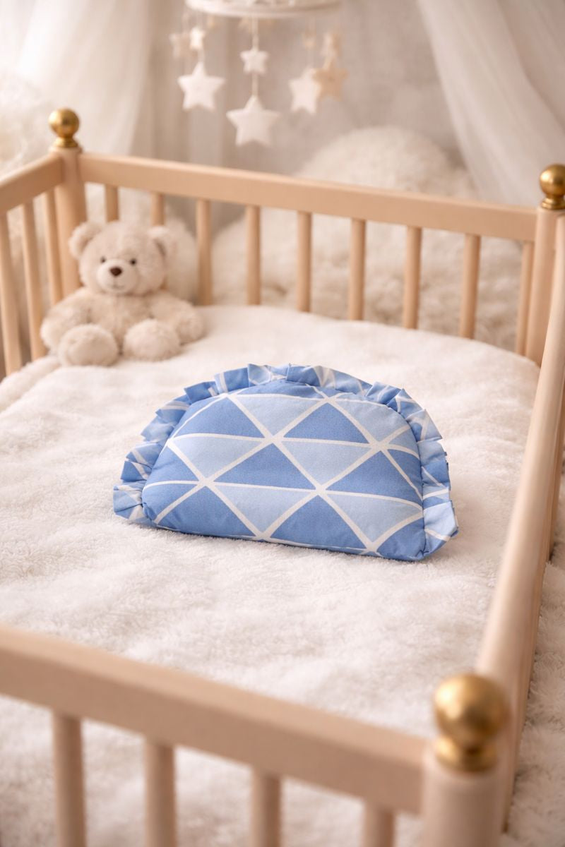 Kradyl Kroft Rai Mustard Seeds Head Shaping Pillow with 100% Cotton Removable Cover | New Born Pillow for Flat Head Prevention - Blue