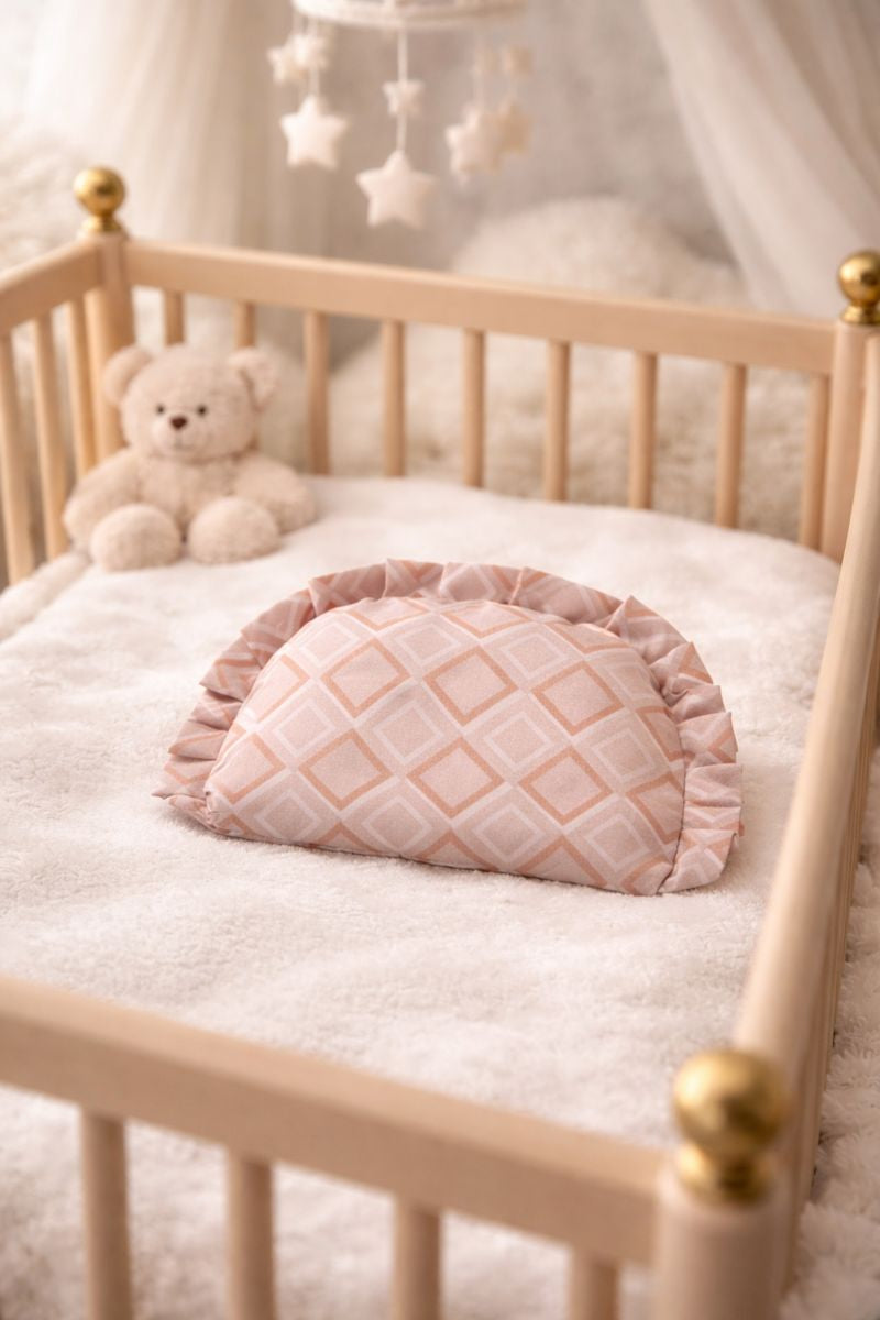 Kradyl Kroft Rai Mustard Seeds Head Shaping Pillow with 100% Cotton Removable Cover | New Born Pillow for Flat Head Prevention - Peach