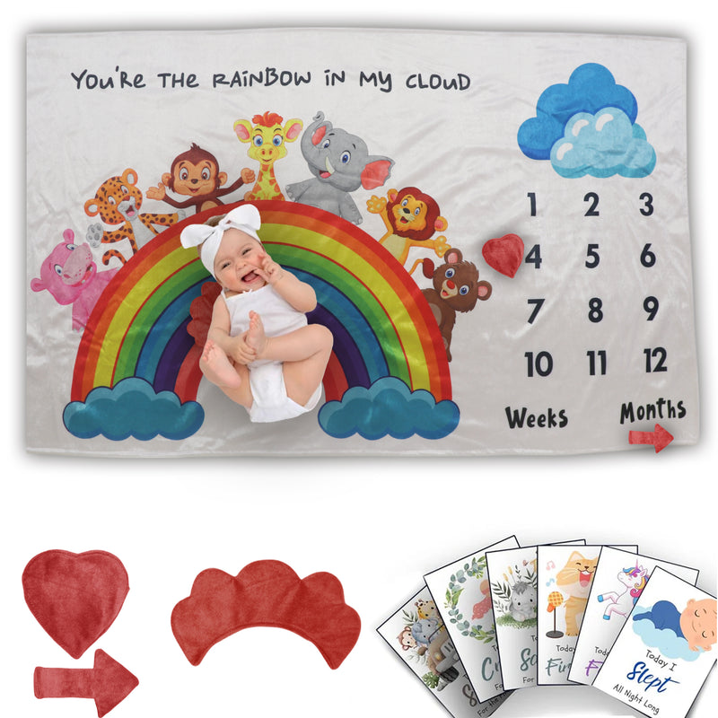 Rainbow Cloud - Milestone Blanket Quilt with 6 Milestone Cards and Markers (Copy)