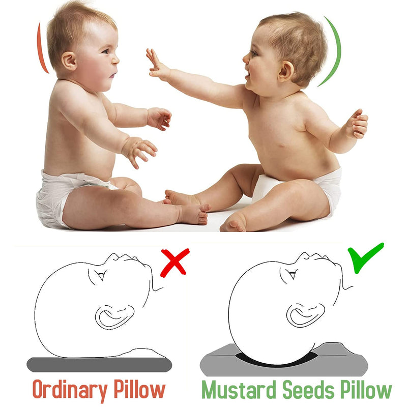 Kradyl Kroft Rai Mustard Seeds Head Shaping Pillow with 100% Cotton Removable Cover | New Born Pillow for Flat Head Prevention - Peach