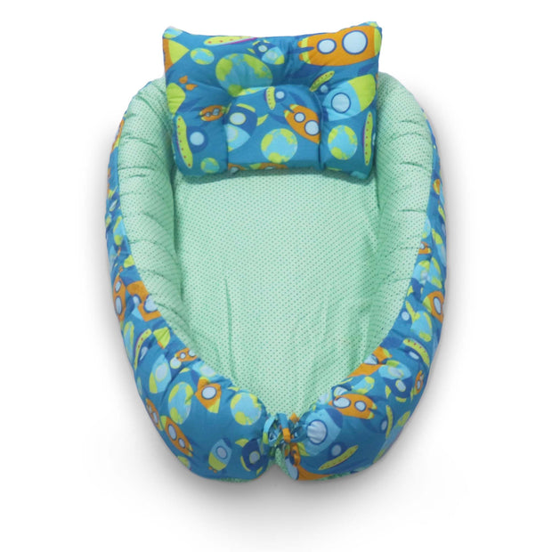 Kradyl Kroft Baby Boat Bed for Babies & Infants | Portable Baby Bedding Set with Pillow | Removable Covers | Double Side Baby Sleeping Bed | Baby Sleeping Pod (Rocket)