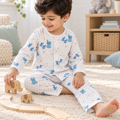 2Ellis |Full Sleeves| 120 GSM Checkered Muslin Fabric |  Soft Unisex Muslin Set for New Born to 6 Years