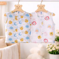 Set of 2 100% Cotton Muslin Jhablas | Sleeveless Baby Jhablas - Sun Moon Plus