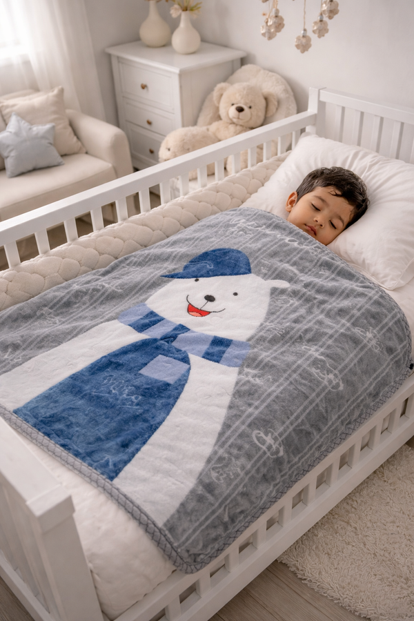 Kradyl Kroft Plush Double Layered Velvet with Two Side Printed Kids Blanket - Grey Panda