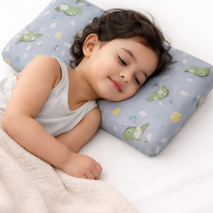 Kradyl Kroft Cervical Memory Foam Pillow for Kids 3 to 8 Yrs - Grey Dino