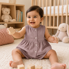 Pink Baby Girl Sleeveless Top and Shorts Set | Premium Crinkled Double Layered Muslin