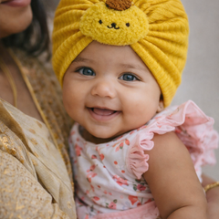Kradyl Kroft Baby Girl Turban Cap | Stretchy Fabric | Good Fit - Yellow