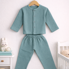 Deep Teal| Premium Crinkled Double Layered Soft Unisex Muslin Set for New Born to 6 Years