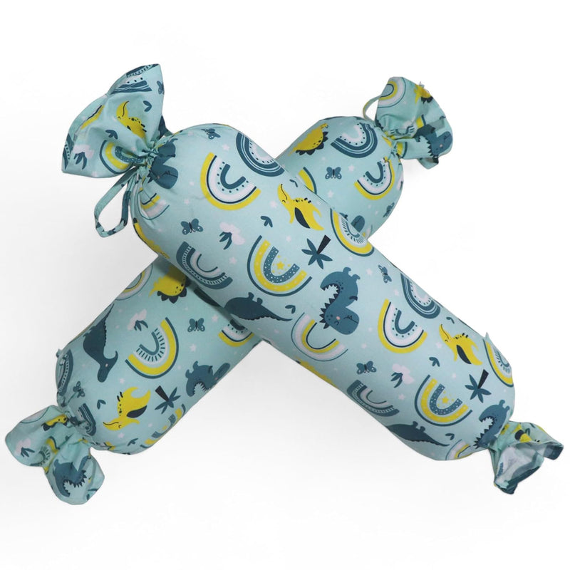 Teal Dinos - Set of 2 Side Pillows for Kids above 12 Years