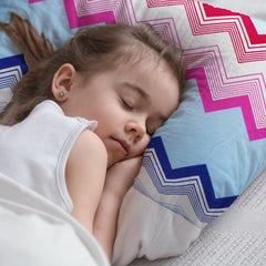 Blue Chevron Toddler Pillows with 100% Cotton Removable cover - 20 X 15 Inches | Children Pillows