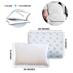 Little Flamingo - Toddler Pillow with 100% Cotton Removable cover - 20 X 15 Inches | Children Pillows