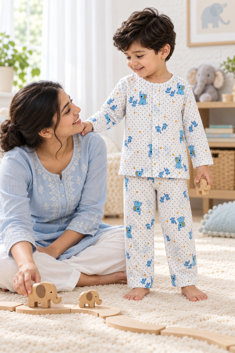 2Ellis |Full Sleeves| 120 GSM Checkered Muslin Fabric |  Soft Unisex Muslin Set for New Born to 6 Years
