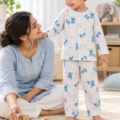 2Ellis |Full Sleeves| 120 GSM Checkered Muslin Fabric |  Soft Unisex Muslin Set for New Born to 6 Years