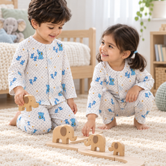 2Ellis |Full Sleeves| 120 GSM Checkered Muslin Fabric |  Soft Unisex Muslin Set for New Born to 6 Years
