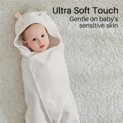 Yellow Lion Cotton Hooded Baby Bath Towel with Baby Loofah