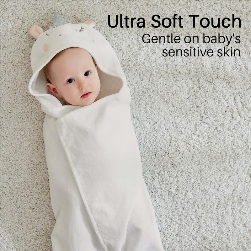 Yellow Lion Cotton Hooded Baby Bath Towel with Baby Loofah