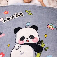 Lightweight Soft Plush Velvet Fleece 2 way Printed Blanket for 1 -7 Year Olds - Panda