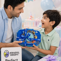 Blue - 3 Compartment Stainless Steel Lunch Box for Kids with Spoon and Handle