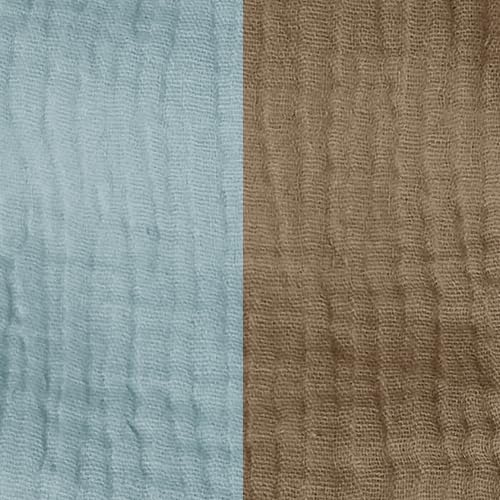 Muslin Adjustable Reusable Diaper Pants with Velcro Closure - (Blue and Camel Brown)