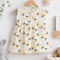 Girls Dress | Sleeveless | Premium Crinkled Double Layered Muslin Fabric - Design 20