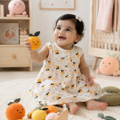 Girls Dress | Sleeveless | Premium Crinkled Double Layered Muslin Fabric - Design 20