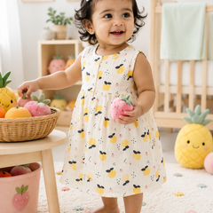 Girls Dress | Sleeveless | Premium Crinkled Double Layered Muslin Fabric - Design 20